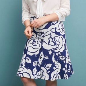 Maeve Anthropologie button fit flare floral skirt